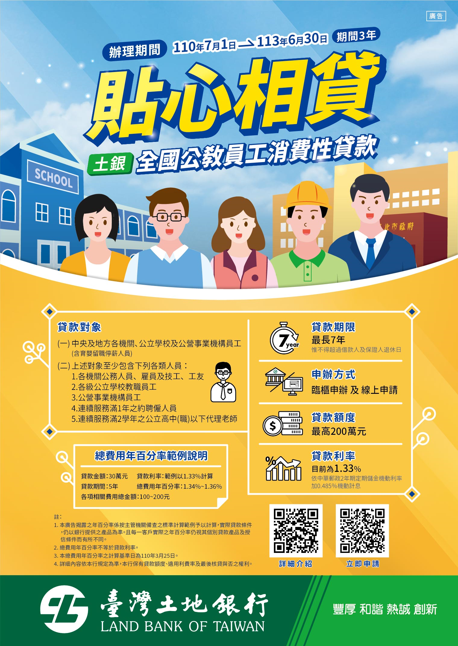 土地銀行全國公教員工消費性貸款-貼心相貸